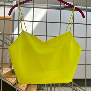 Alice + Olivia neon yellow silk cropped cami